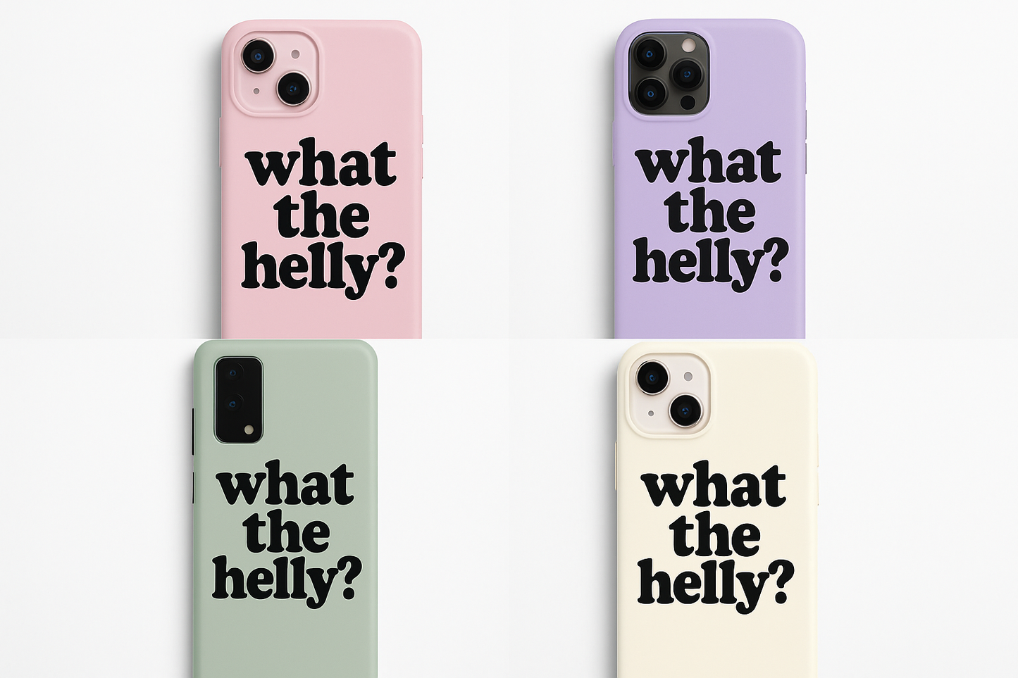 Silicone Phone Case - Pastel Colors - 'What the Helly?' Print